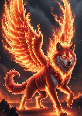 Fiery Winged Wolf