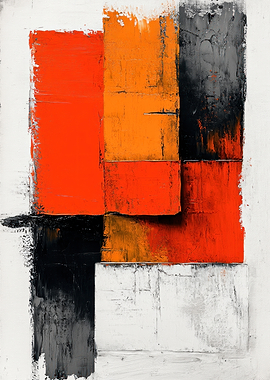 Abstract Painting with Orange and Black