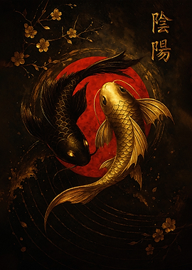 Yin Yang Koi Fish Illustration