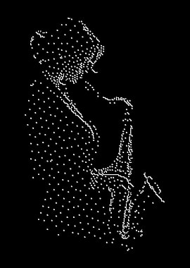 Saxophone Player Silhouette in White Dots