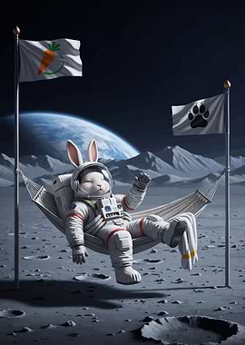 Astronaut Bunny Relaxing Moon