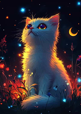 Dreamy Cat in a Magical Garden