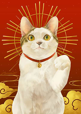 Maneki Neko Cat Digital Art
