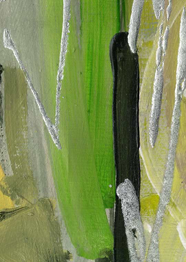 Abstract Green, Yellow and Silver Painting