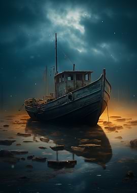 Old Fishing Boat at Dusk