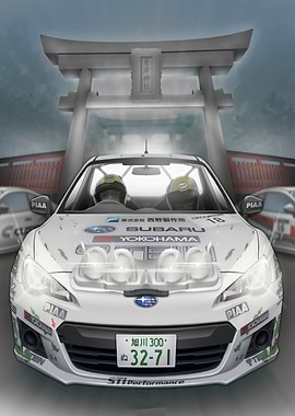 Rally Car at Japanese Shrine