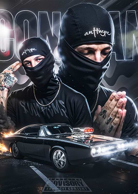 Antihype: Car and Masked Figures