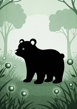 Bear Silhouette Forest