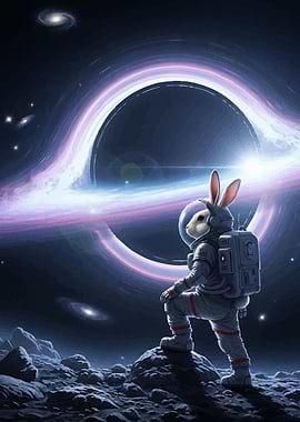 Astronaut Rabbit Gazing Hole