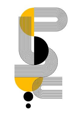 Abstract Geometric Black and Yellow