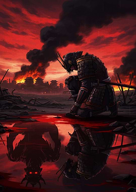 Samurai Reflection in Blood