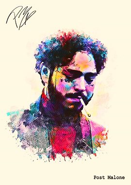 Post Malone Watercolor Portrait