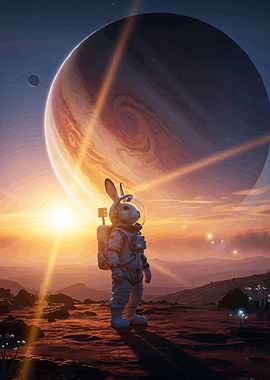 Astronaut Rabbit Alien Planet