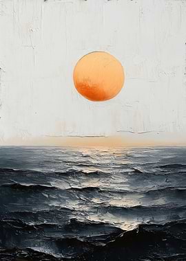 Abstract Ocean Sunset Painting