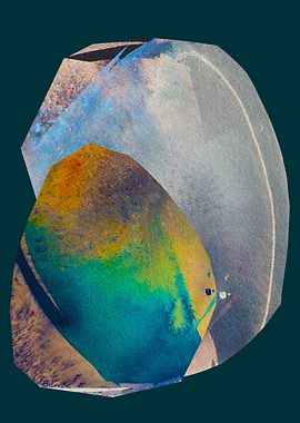 Abstract Watercolor Shapes on Dark Teal