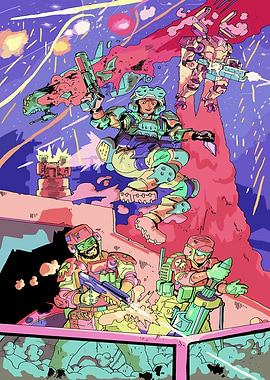 Futuristic Military Battle Scene Illustration