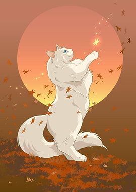White Cat Reaching for a Star