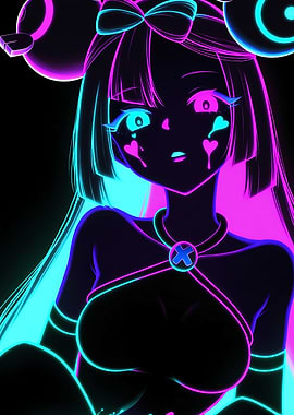 Neon Anime Girl Portrait