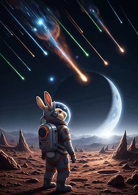Astronaut Rabbit Alien Planet