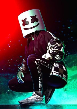 Marshmello Character in Squatting Pose
