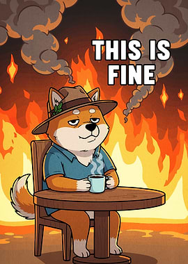 'This is Fine' Dog Meme Illustration