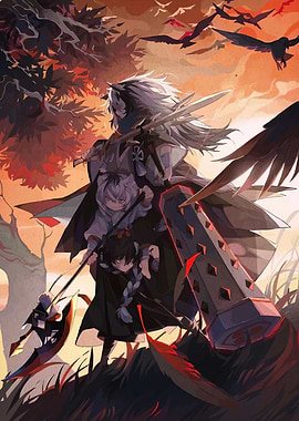 Fantasy Warrior with Children in Forest