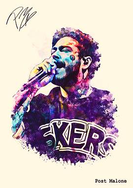 Post Malone Watercolor Portrait