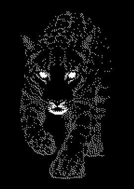 Pixelated Panther on Black Background