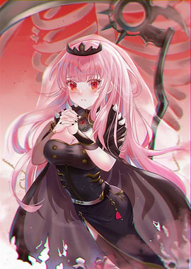 Anime Girl with Pink Hair and Scythe