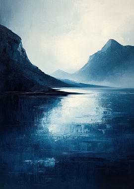 Blue Mountain Lake Landscape Painting