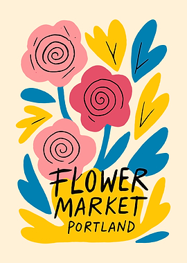 Flower Market Portland Illustration
