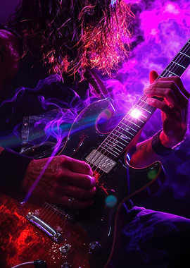 Electric Guitar Player in Purple Haze