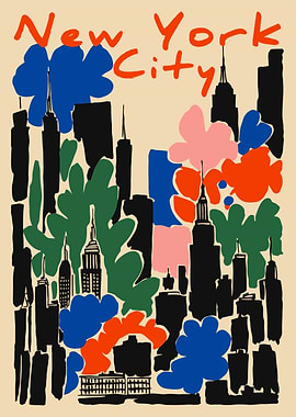 Colorful New York City Skyline Illustration