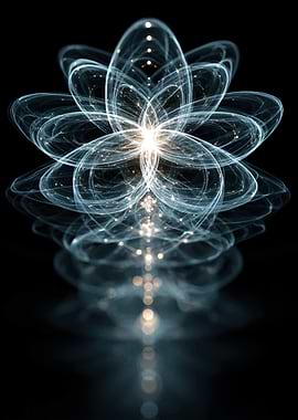 Abstract Luminous Flower on Black Background