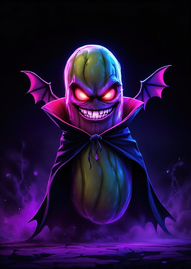 Evil Pickle Vampire Cartoon Character