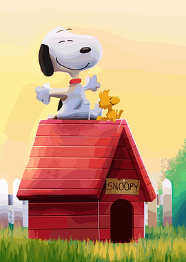Snoopy and Woodstock on Doghouse