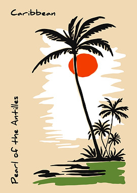 Caribbean Palm Trees and Sunset