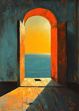 Open Door to Ocean Painting