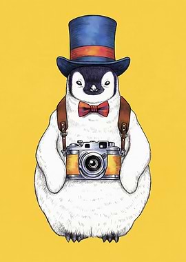 Penguin Photographer with Top Hat