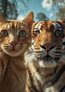 Cat and Tiger Close-Up Portrait