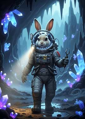 Astronaut Rabbit Crystal Cave
