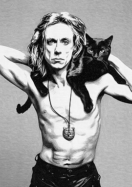 Man with Black Cat Portrait