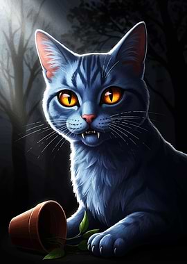 Blue Cat with Orange Eyes