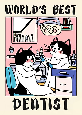 World's Best Dentist Cats Cartoon