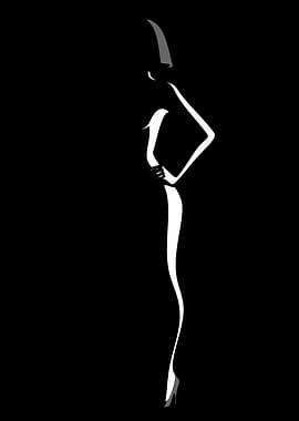 Elegant Woman Silhouette in Black and White