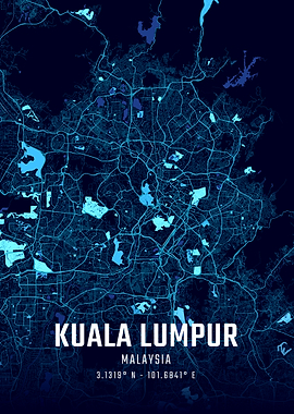 Kuala Lumpur Midnight City Map