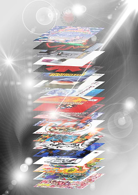 Stacked Album Covers with Light Effects