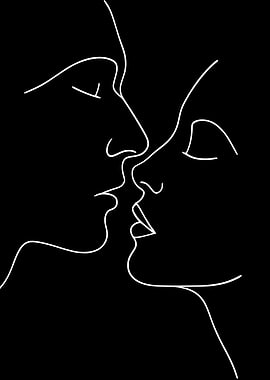The Kiss — Minimal Line Art