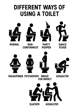 Funny Bathroom Poster | Different Ways of Using a Toilet Humor Guide