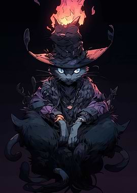 Mystical Cat Witch Illustration